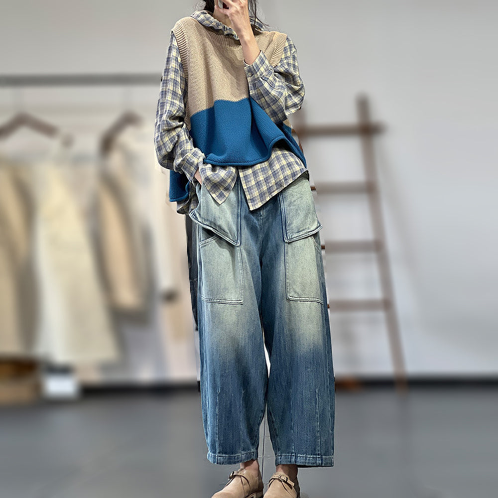 Women All-match Washed Denim Pants