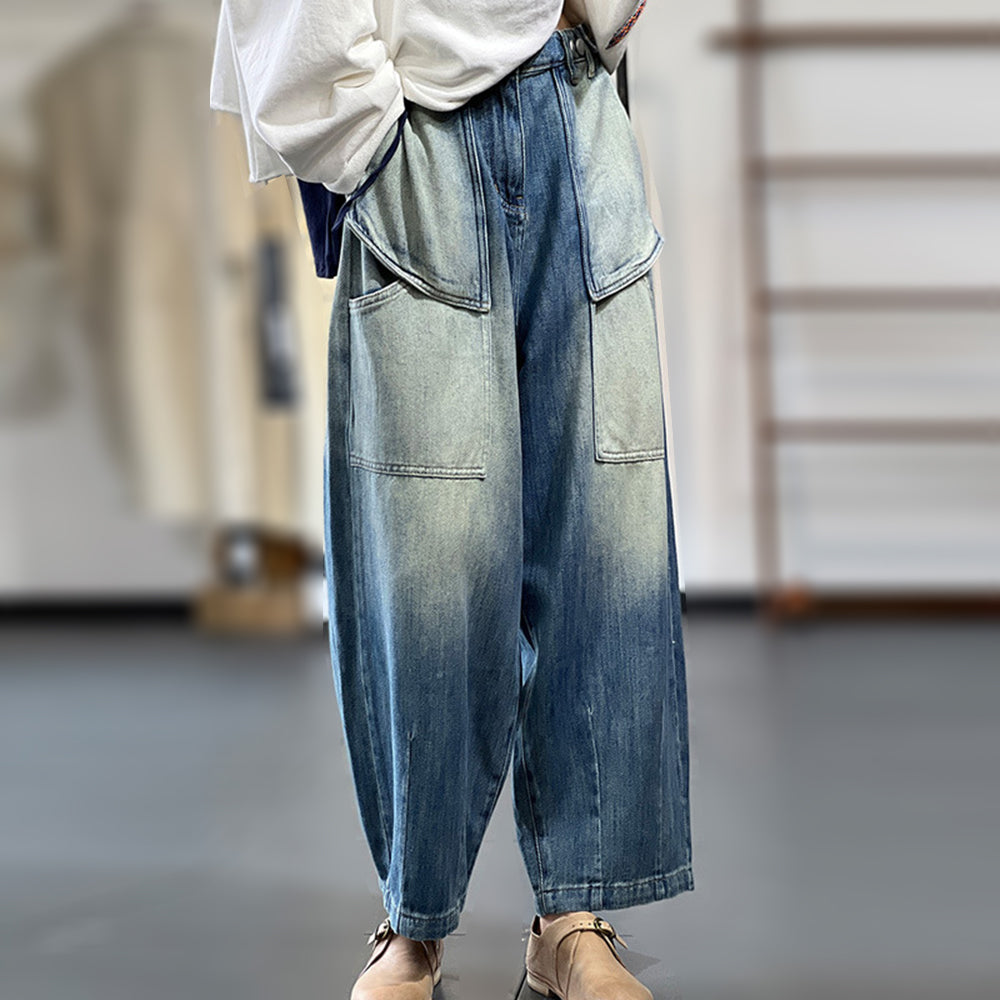 Women All-match Washed Denim Pants