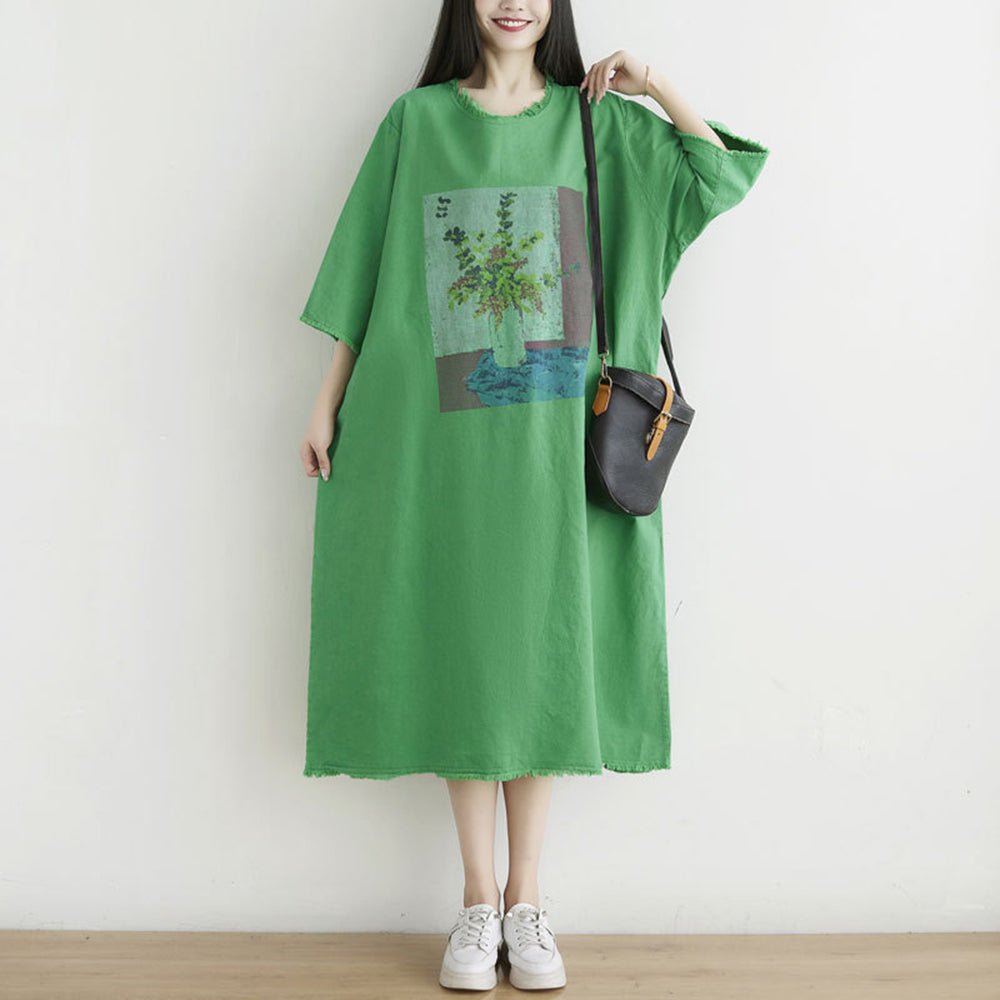 Women Casual Raw Edge Loose Fit Dress