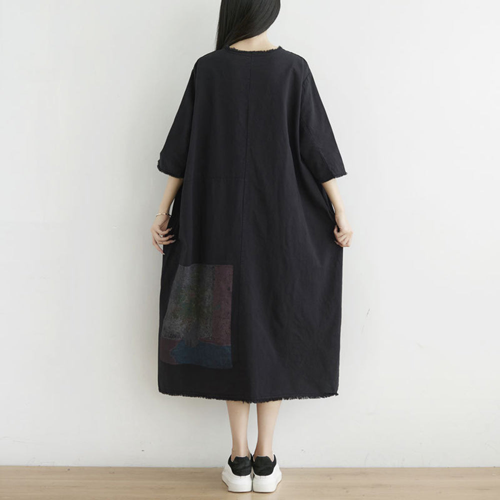 Women Casual Raw Edge Loose Fit Dress