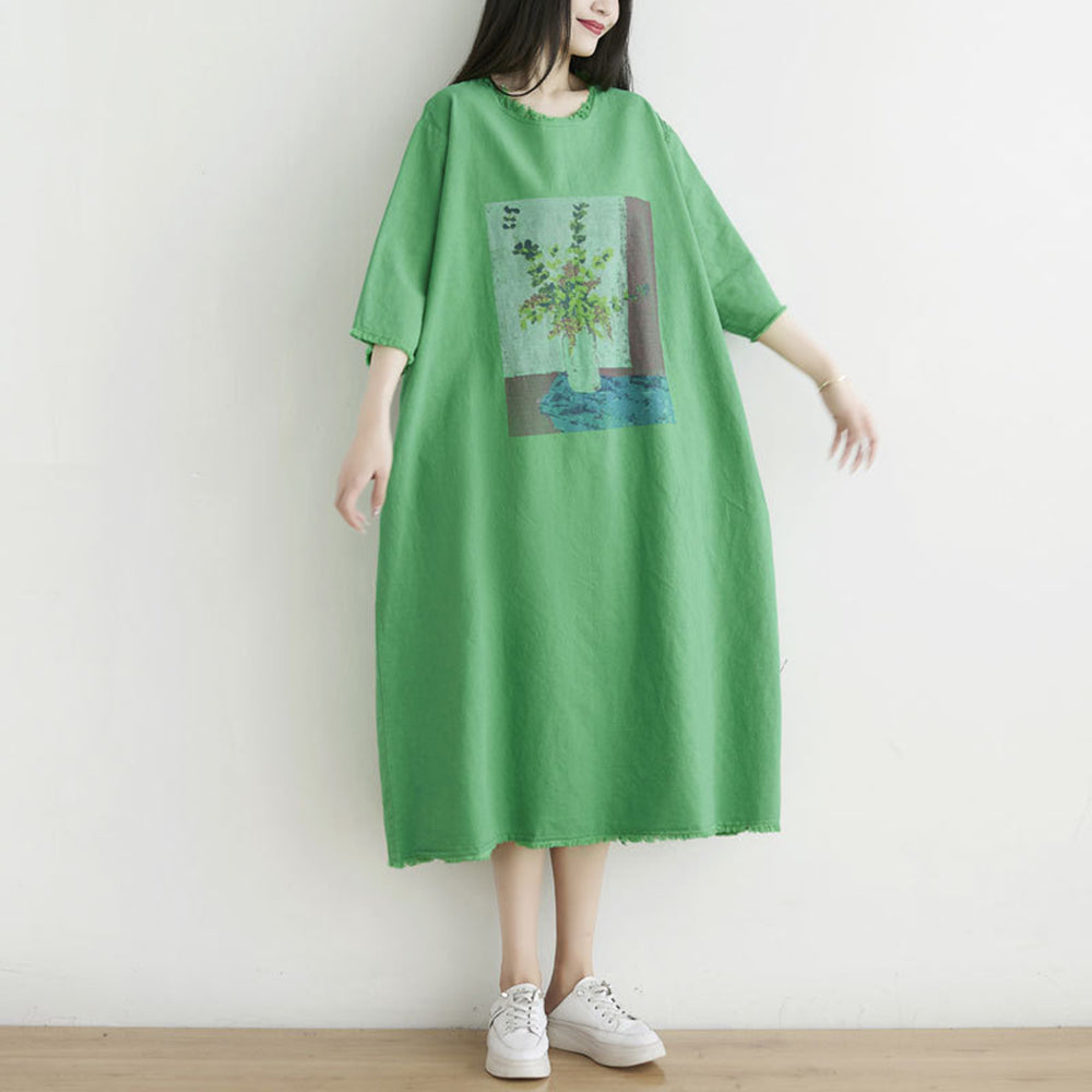 Women Casual Raw Edge Loose Fit Dress