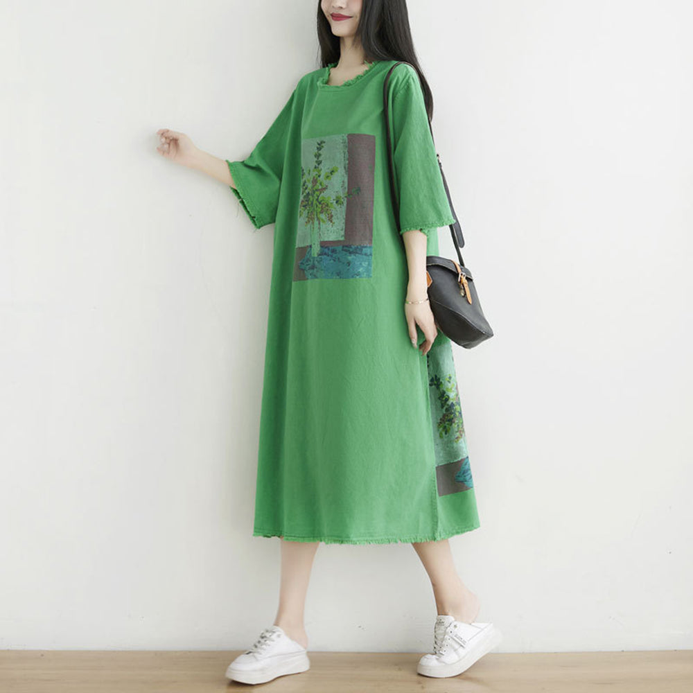 Women Casual Raw Edge Loose Fit Dress