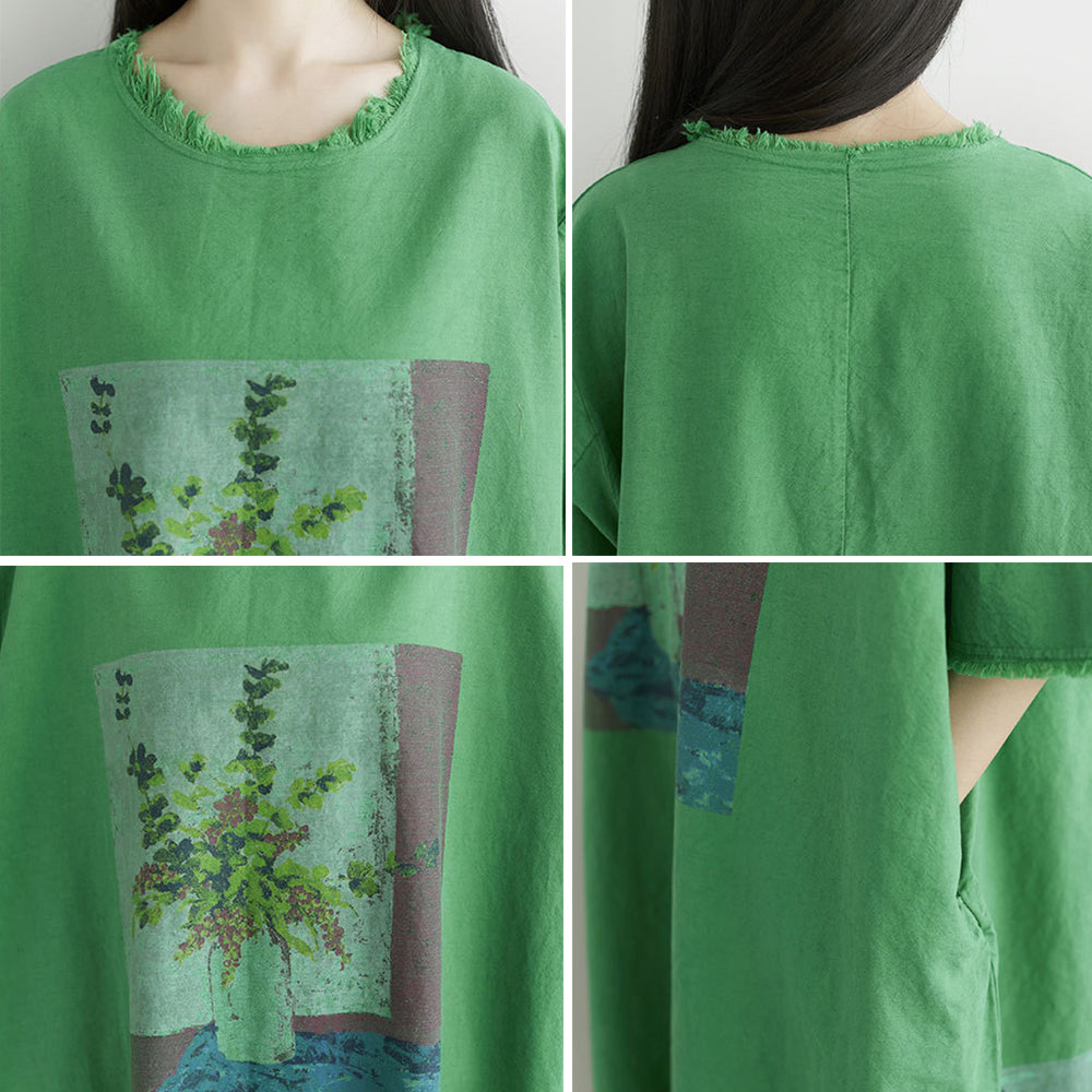 Women Casual Raw Edge Loose Fit Dress