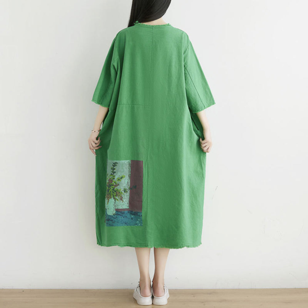 Women Casual Raw Edge Loose Fit Dress