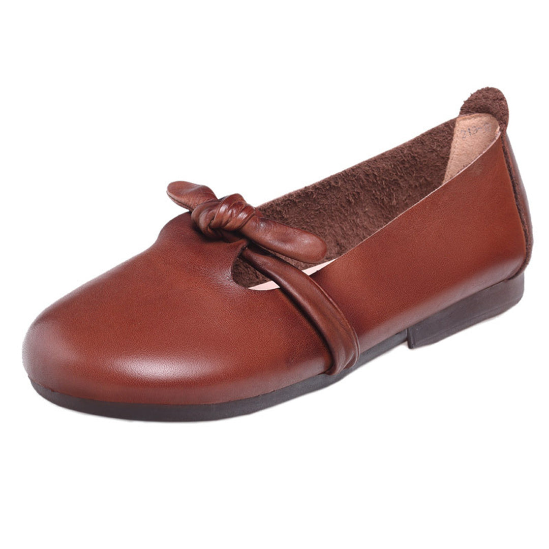 Women Retro Knots Leather Flats - Luckyback