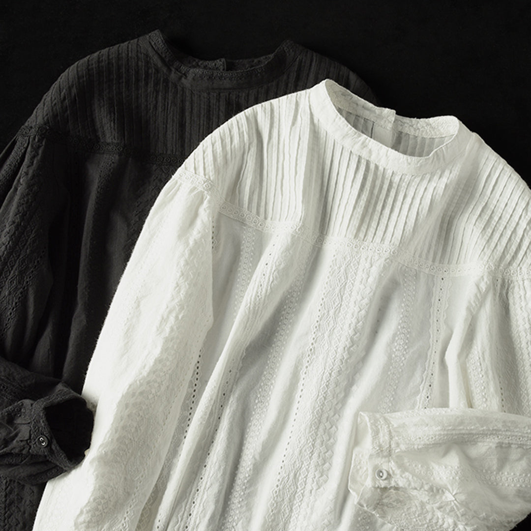 Women Crew Neck Cotton Shirt - Luckyback