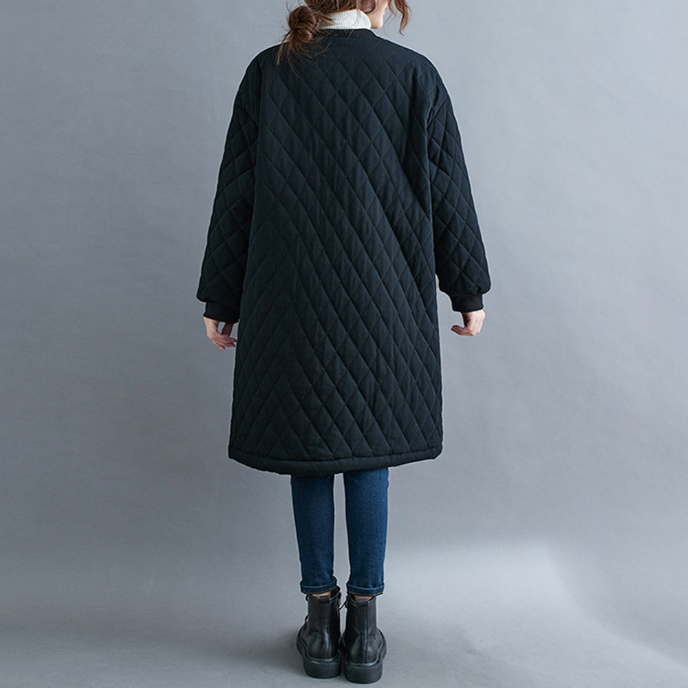 Women Diamond Lattice Quilted Warm Jacket