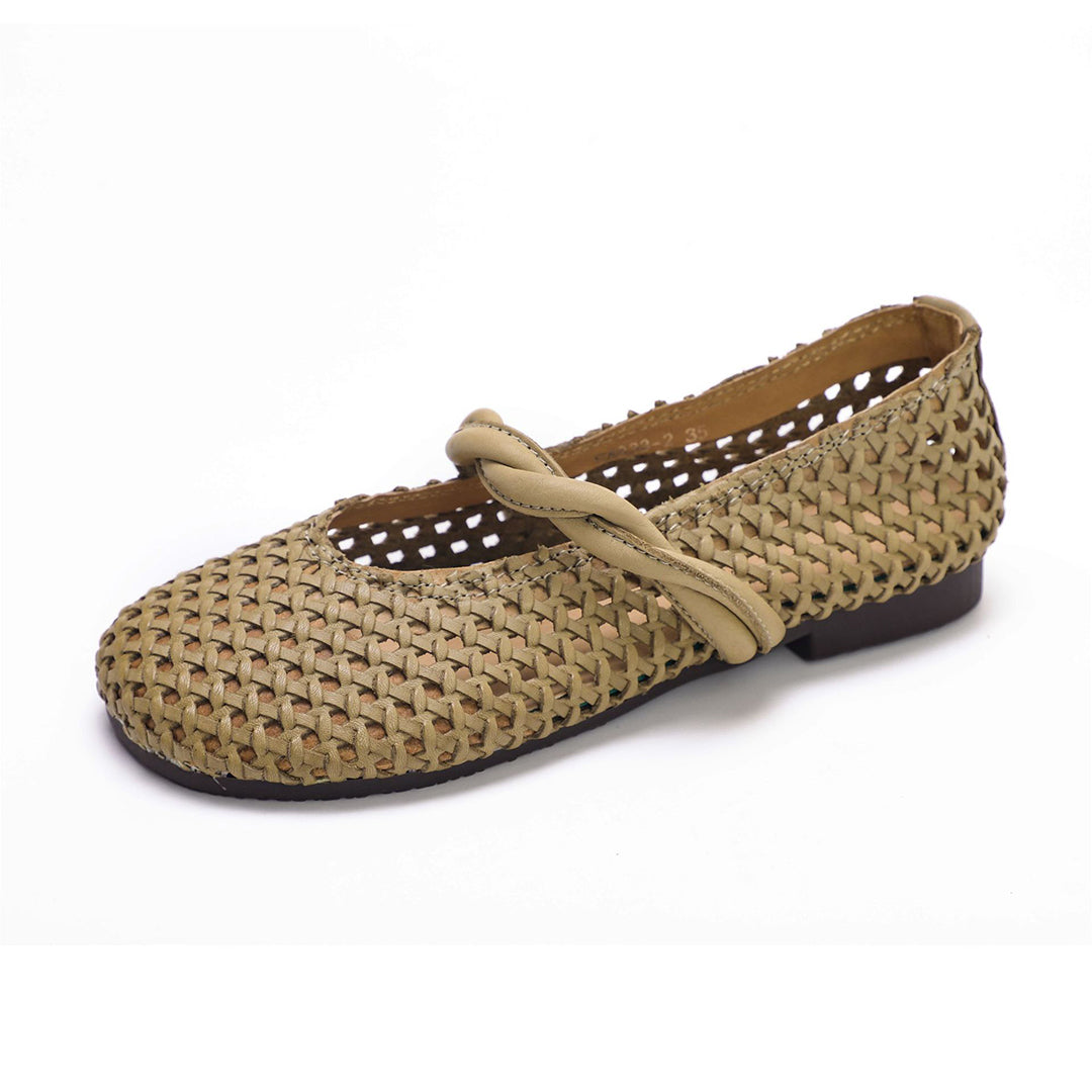 Women Handmade Woven Leather Flats
