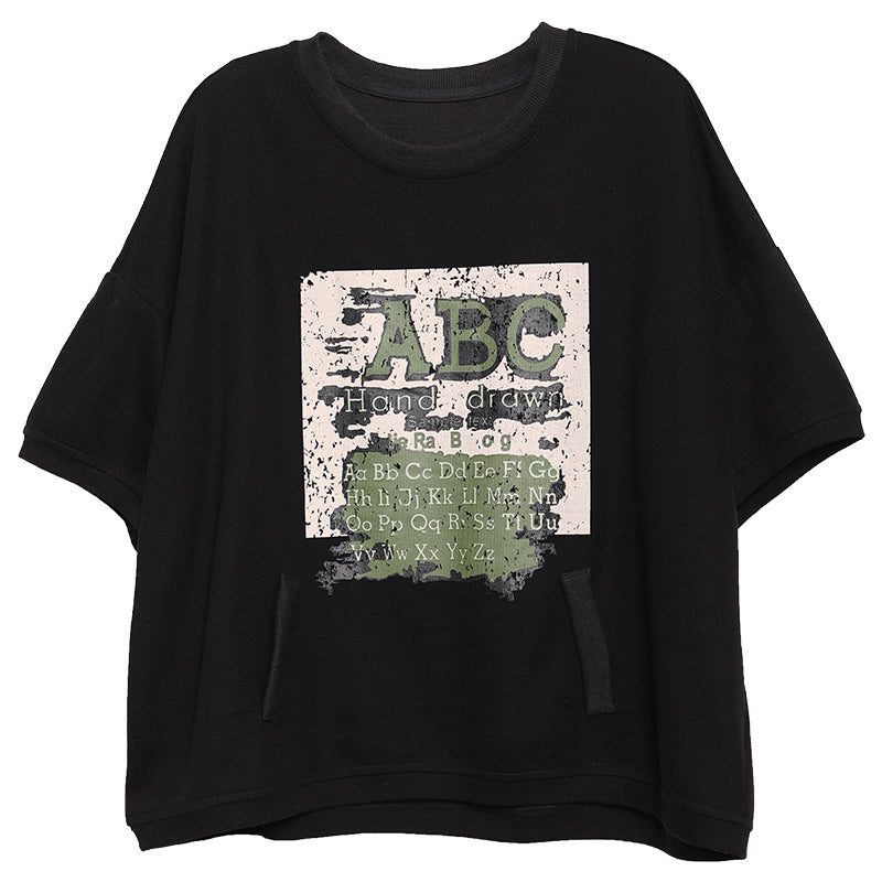 Women Letter Print Loose Fit Short T-Shirt - Luckyback