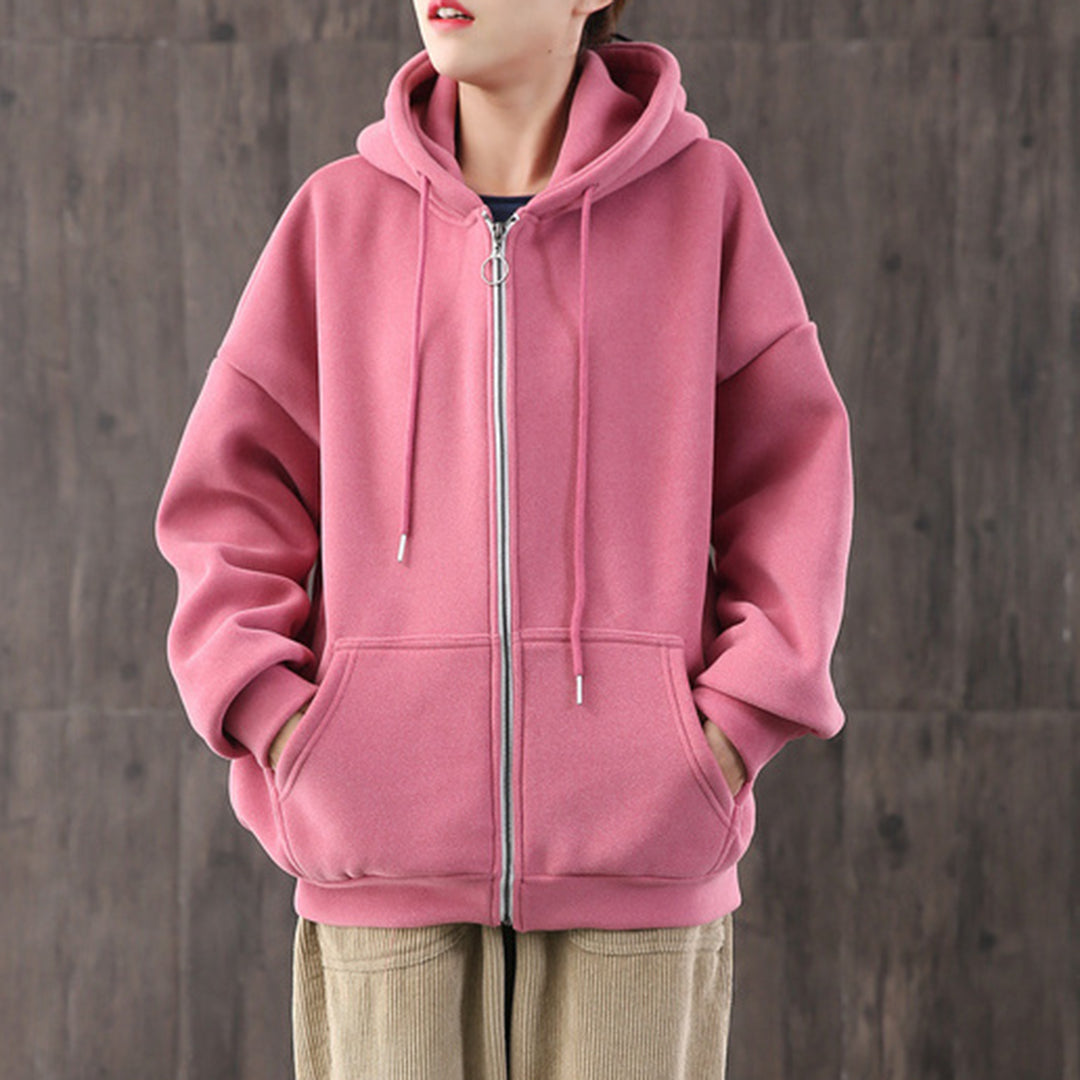 Women Loose Fit Fleece Hoodie - Luckyback