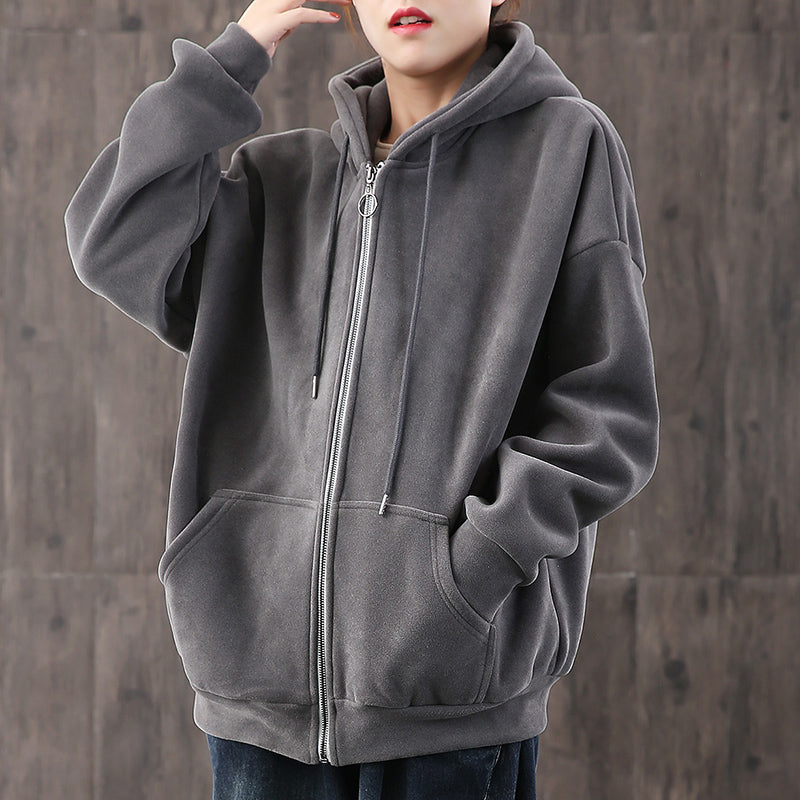 Women Loose Fit Fleece Hoodie - Luckyback