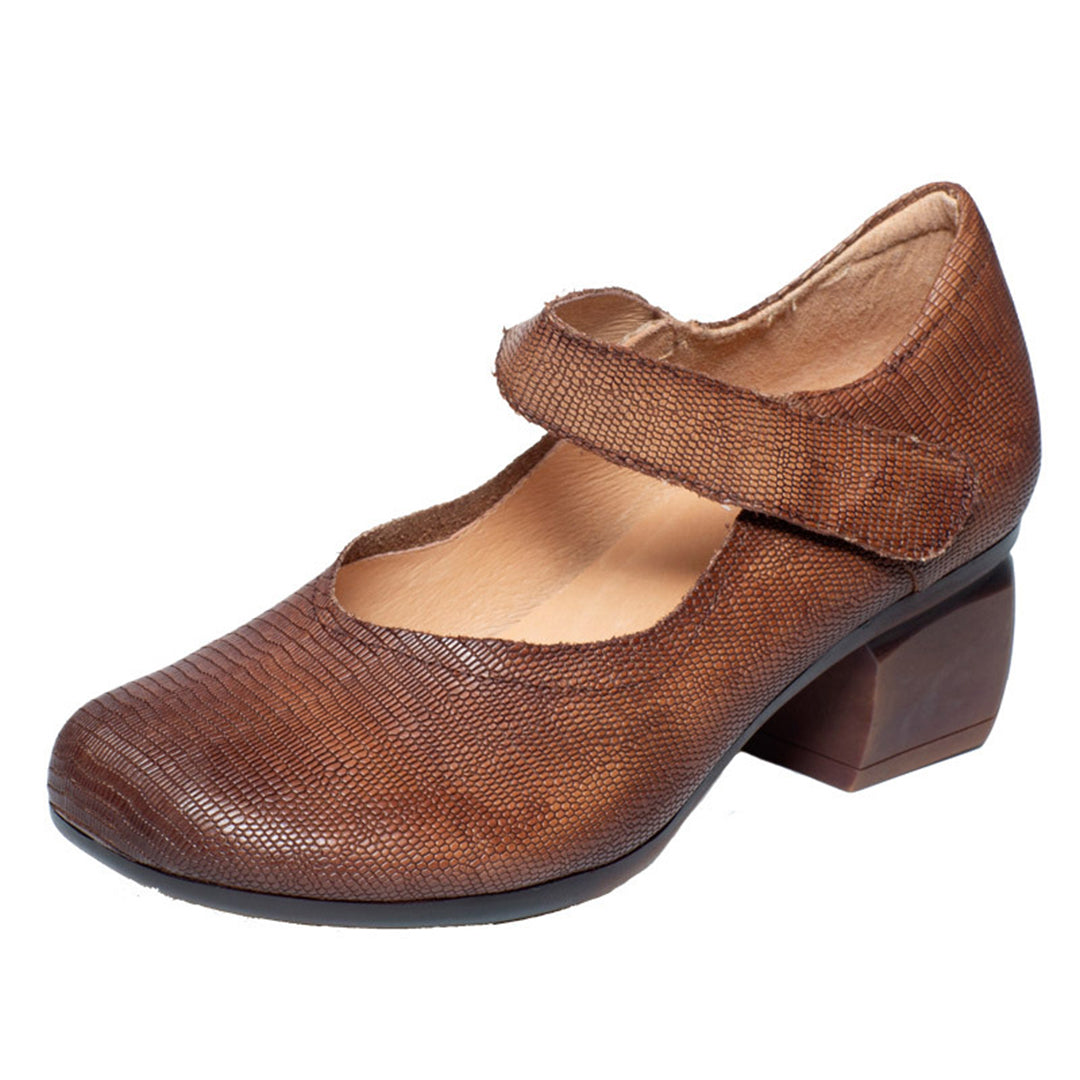 Women Mary Jane Velcro Mid Heels - Luckyback