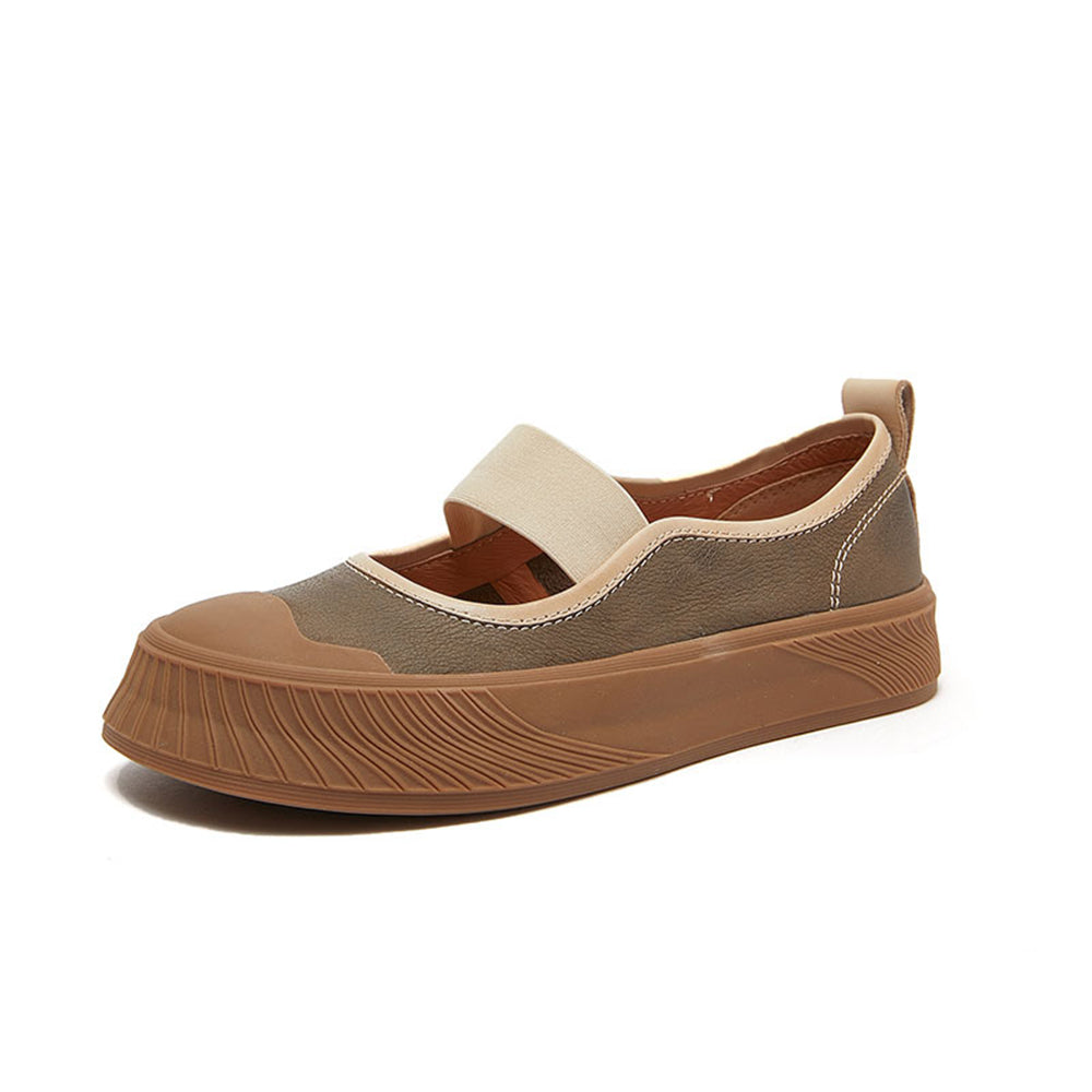 Women Platform Elastic Leather Shoes