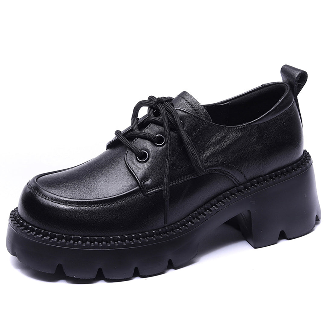 Women Platform Loafer Soft Leather Shoes - Luckyback