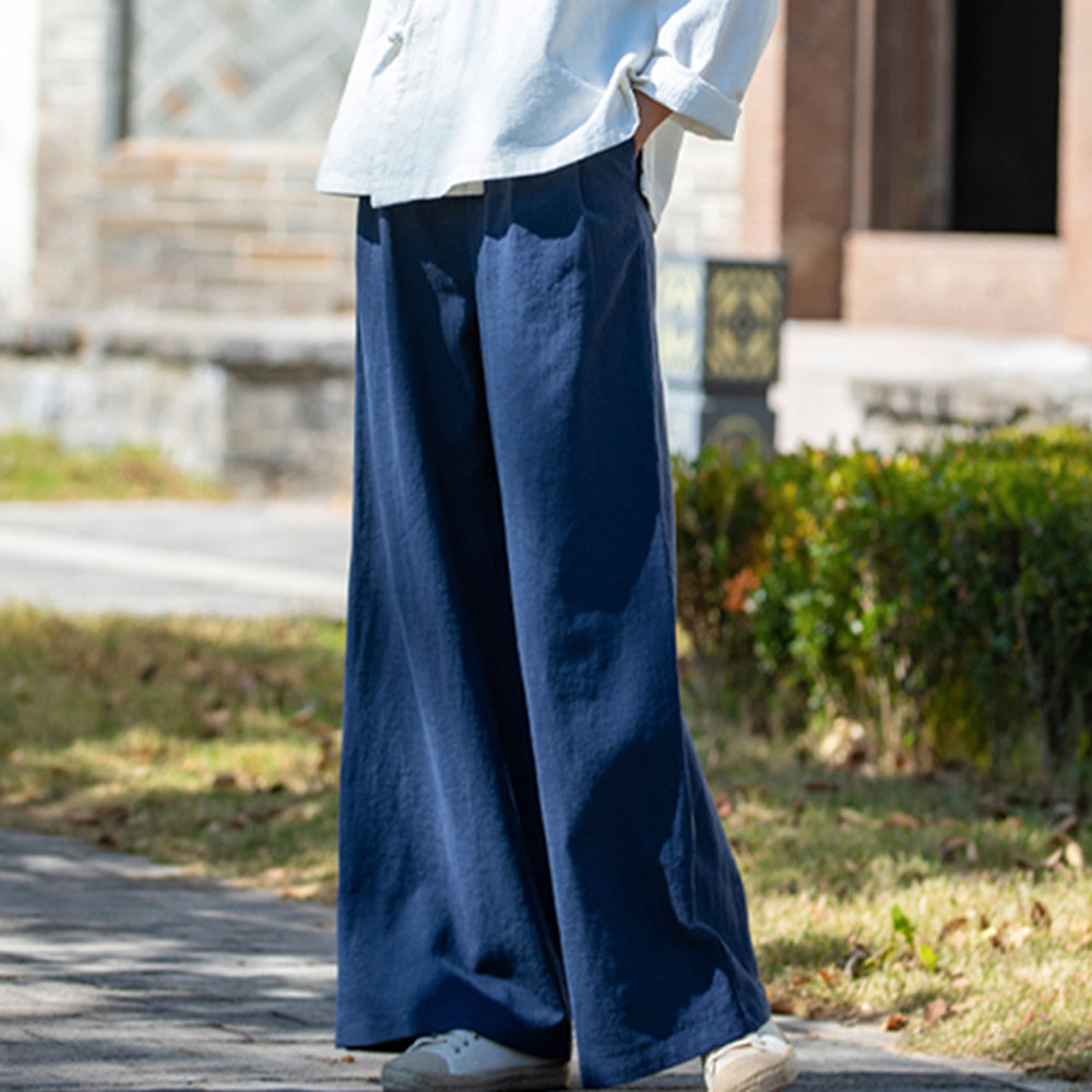 Women Ramie Loose Fit Wide Leg Pants