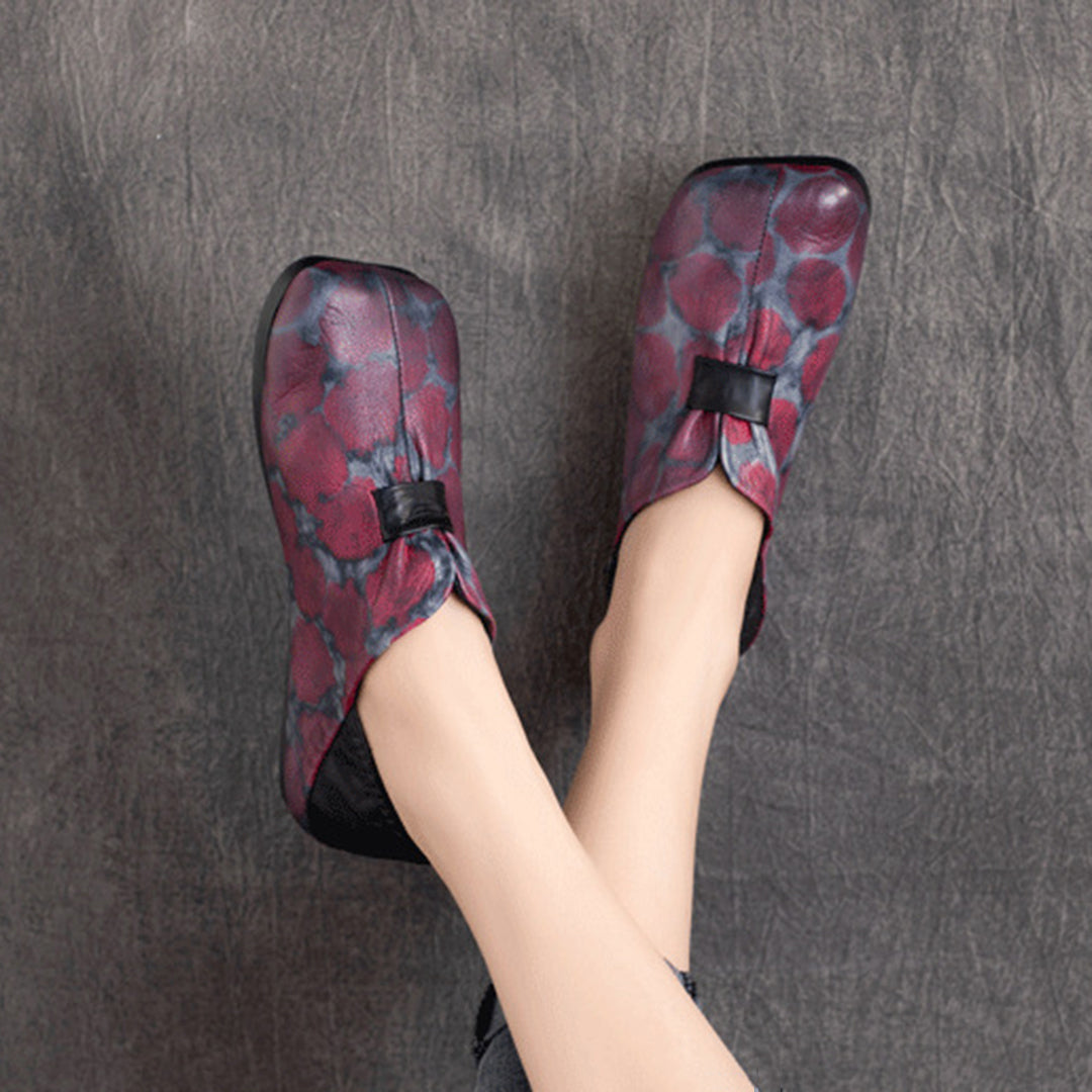 Women Retro Polka Dots Leather Soft Flats - Luckyback