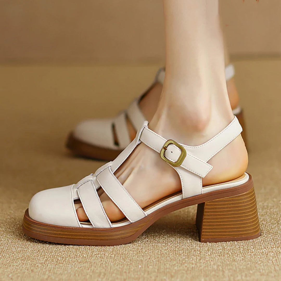 Women Rome Leather Summer High Heel Sandals