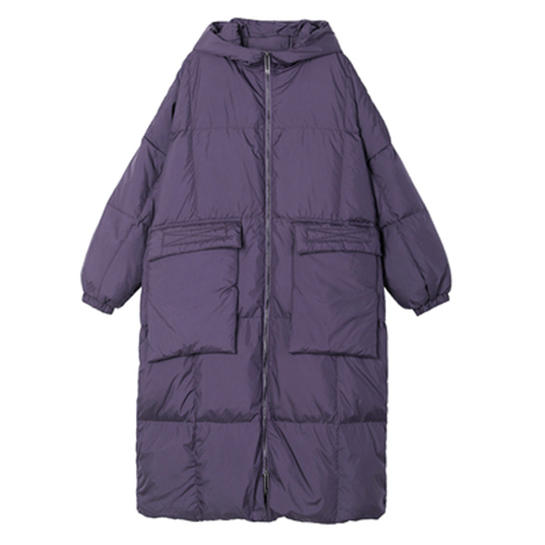 Women Solid Large Size Down Jacket - Luckyback