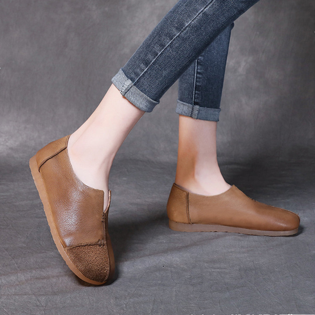 Women Spliced Slit Flat Casual Shoes - Luckyback