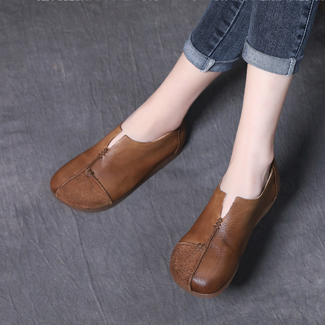 Women Spliced Slit Flat Casual Shoes - Luckyback