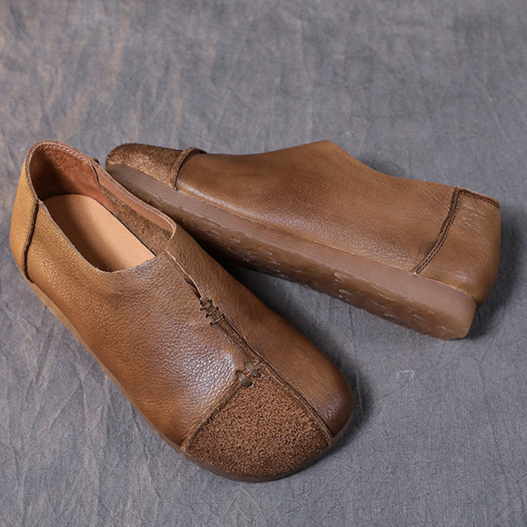 Women Spliced Slit Flat Casual Shoes - Luckyback