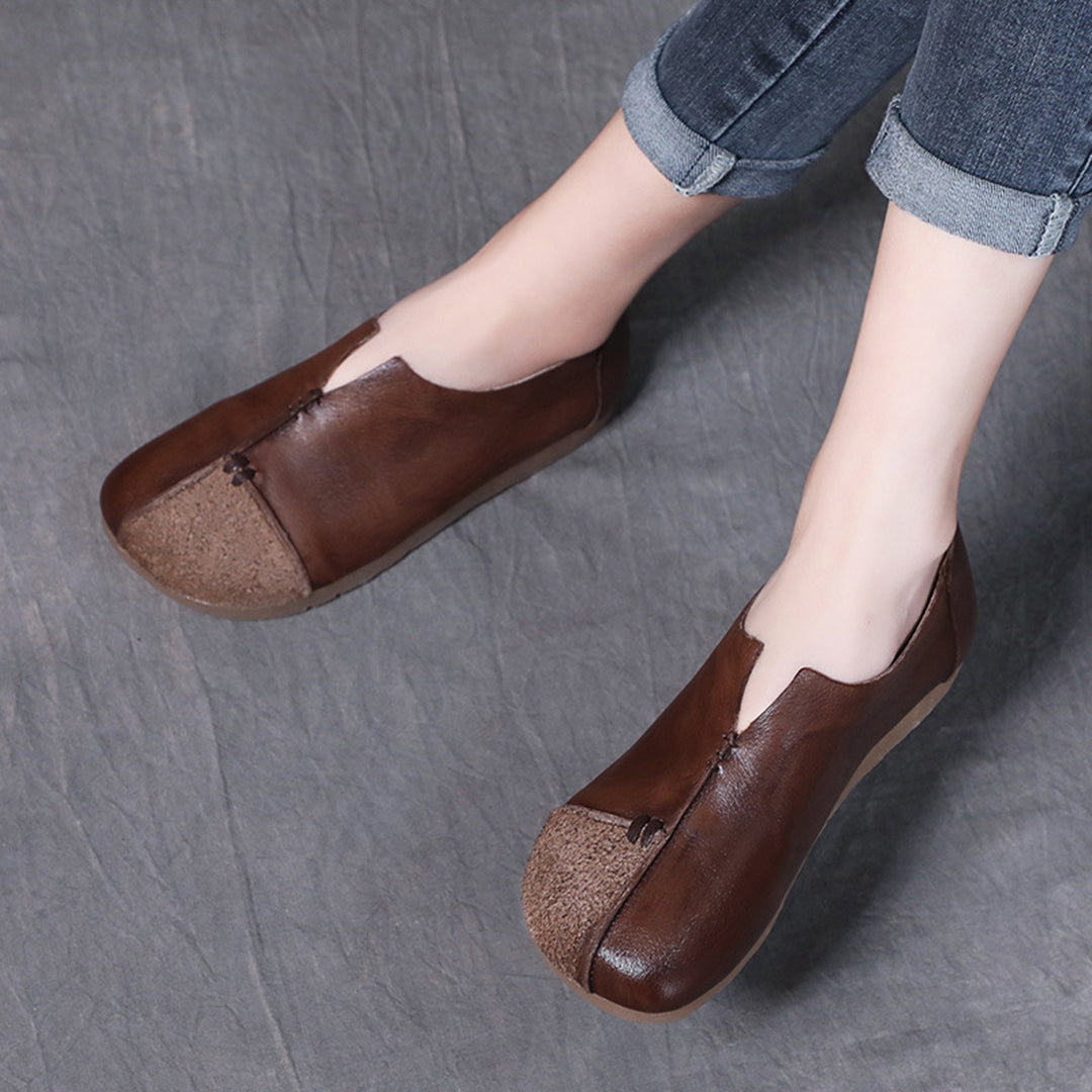Women Spliced Slit Flat Casual Shoes - Luckyback