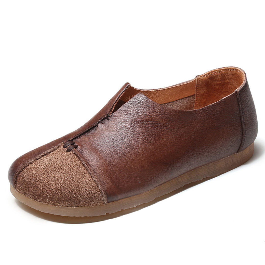 Women Spliced Slit Flat Casual Shoes - Luckyback