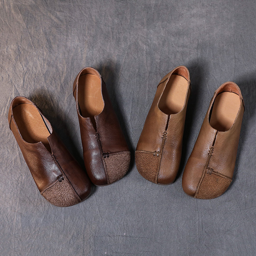 Women Spliced Slit Flat Casual Shoes - Luckyback