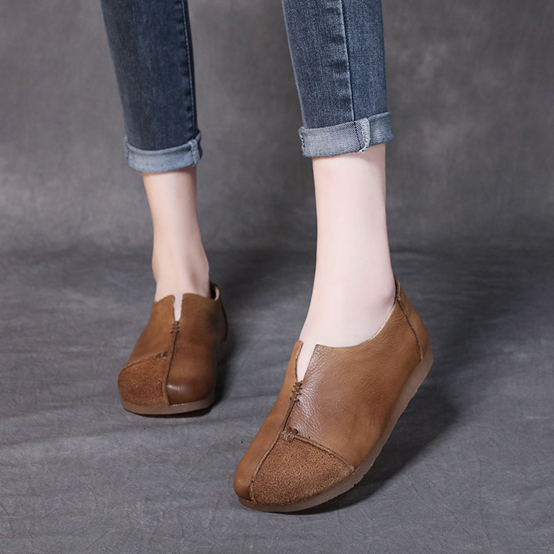 Women Spliced Slit Flat Casual Shoes - Luckyback
