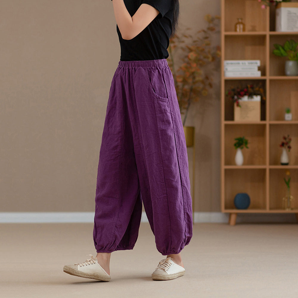 Women Summer Drawstring Linen Pants