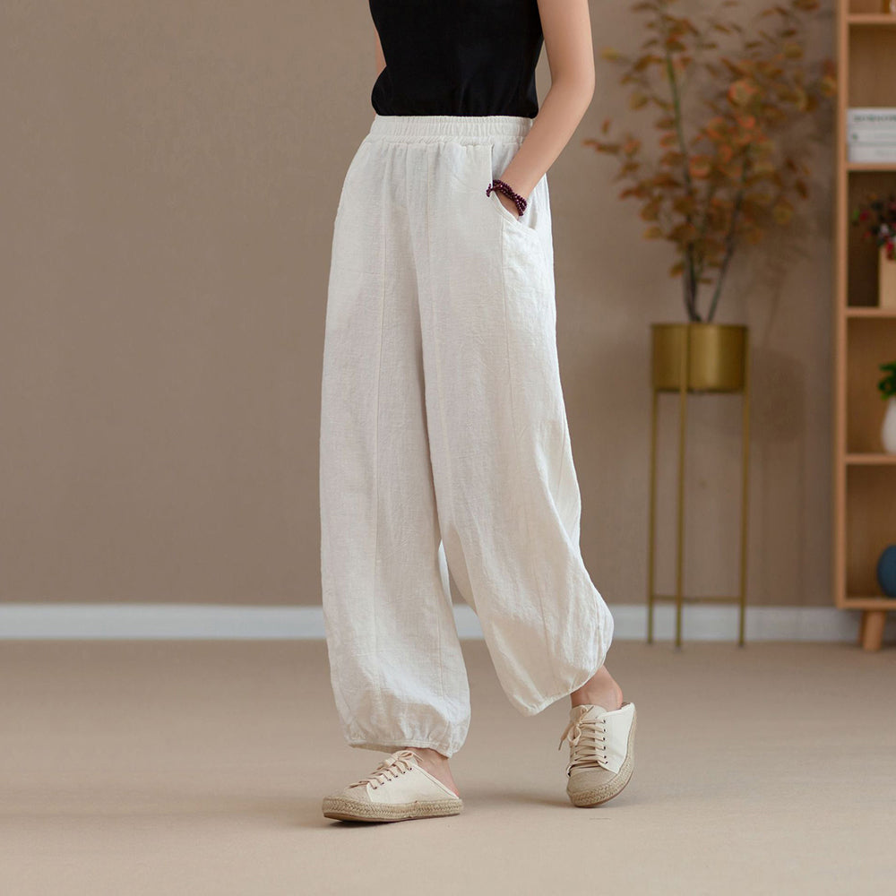 Women Summer Drawstring Linen Pants