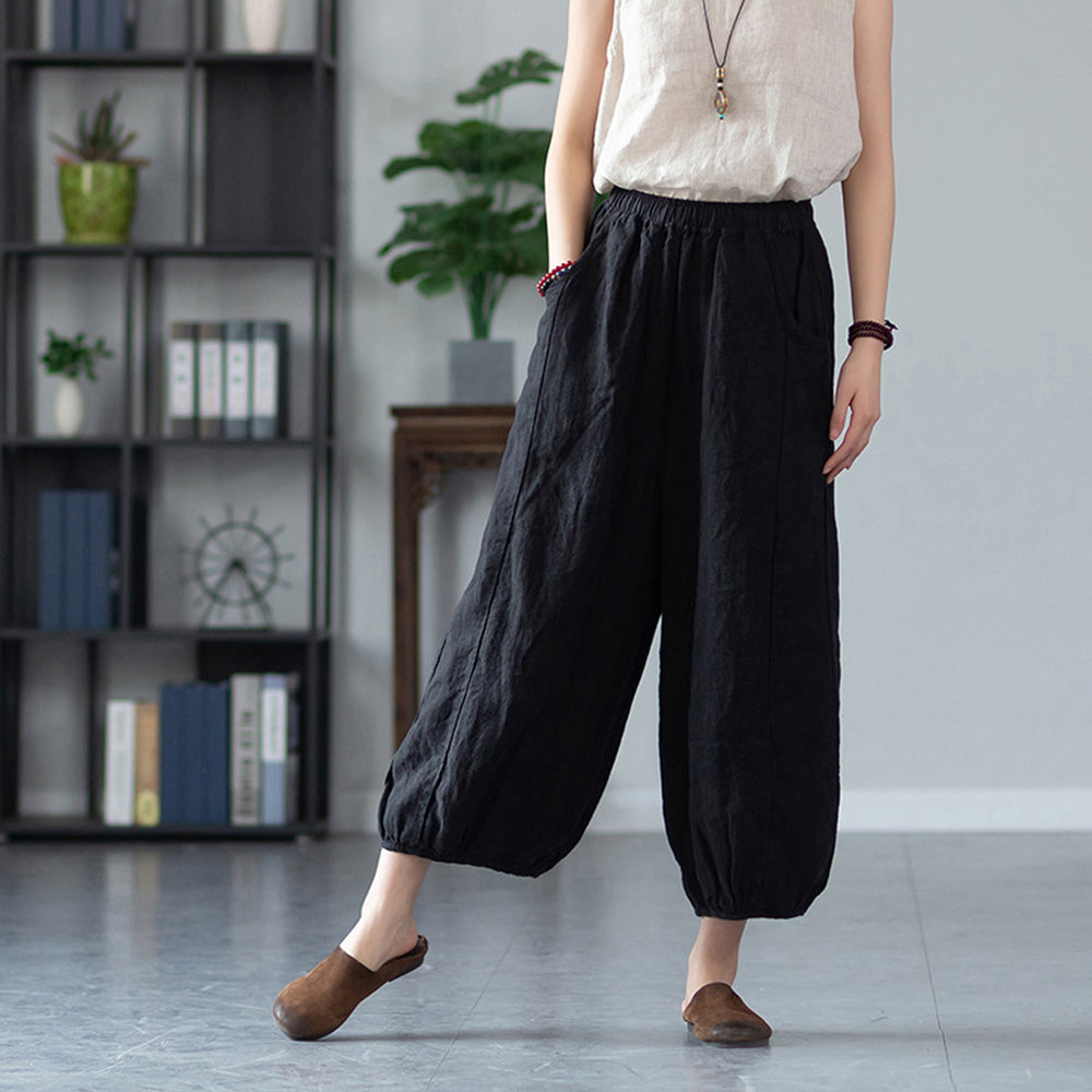 Women Summer Drawstring Linen Pants