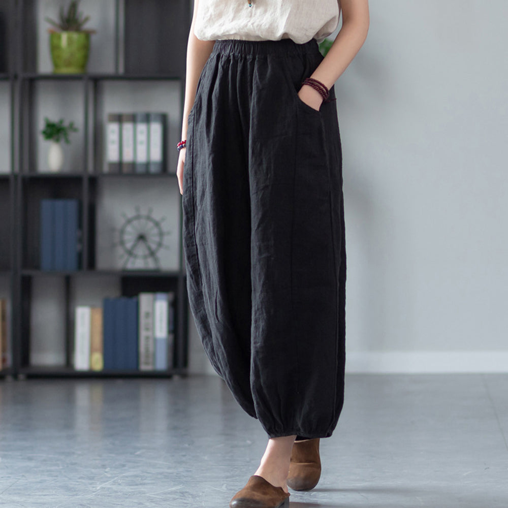 Women Summer Drawstring Linen Pants