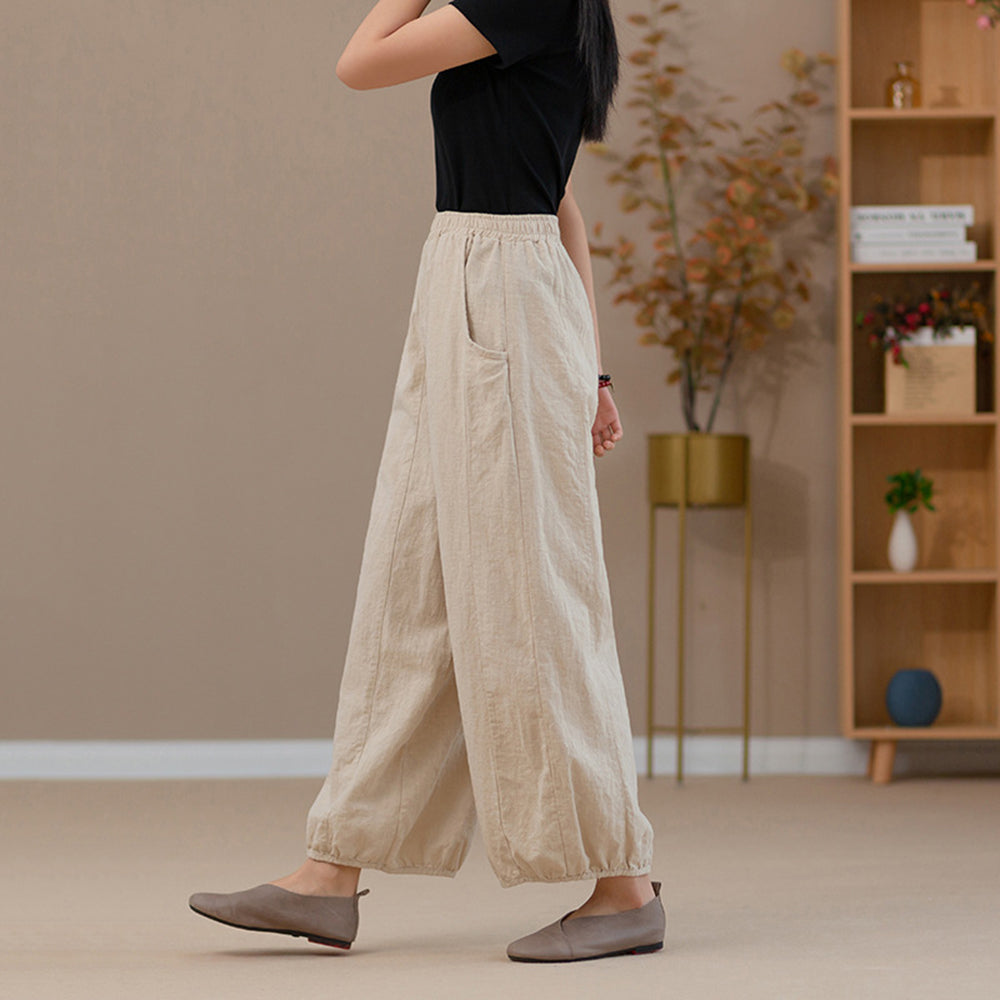 Women Summer Drawstring Linen Pants