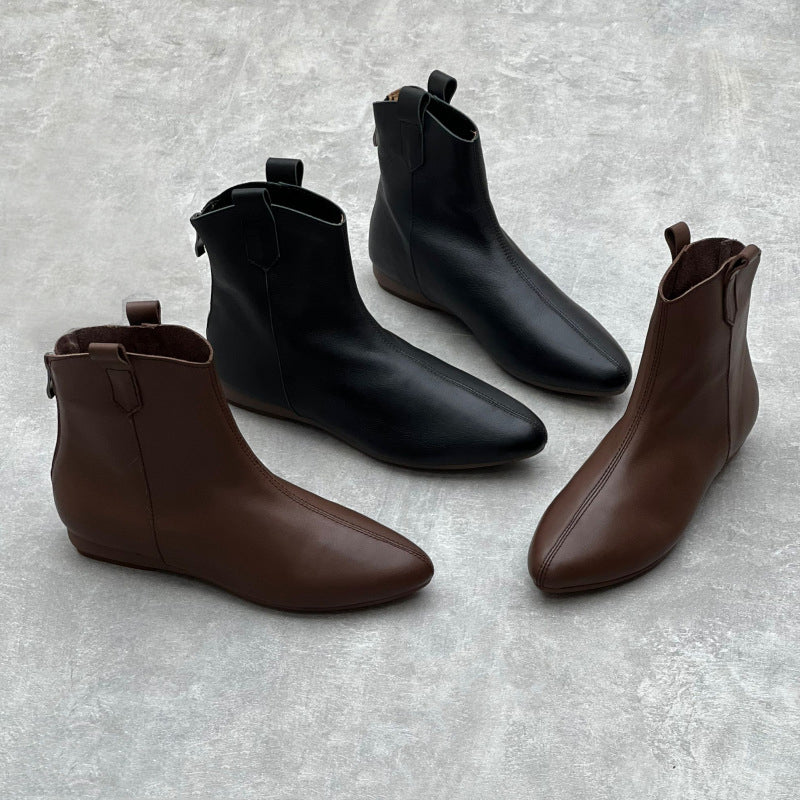 Almond Toe Chelsea Boots With Rear Zippers