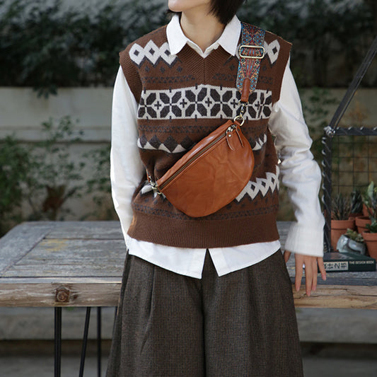 Bohemian Style Soft Leather Chest bag Shoulder Bag