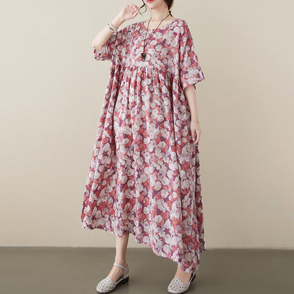 Casual Literary Printed Swing Dress