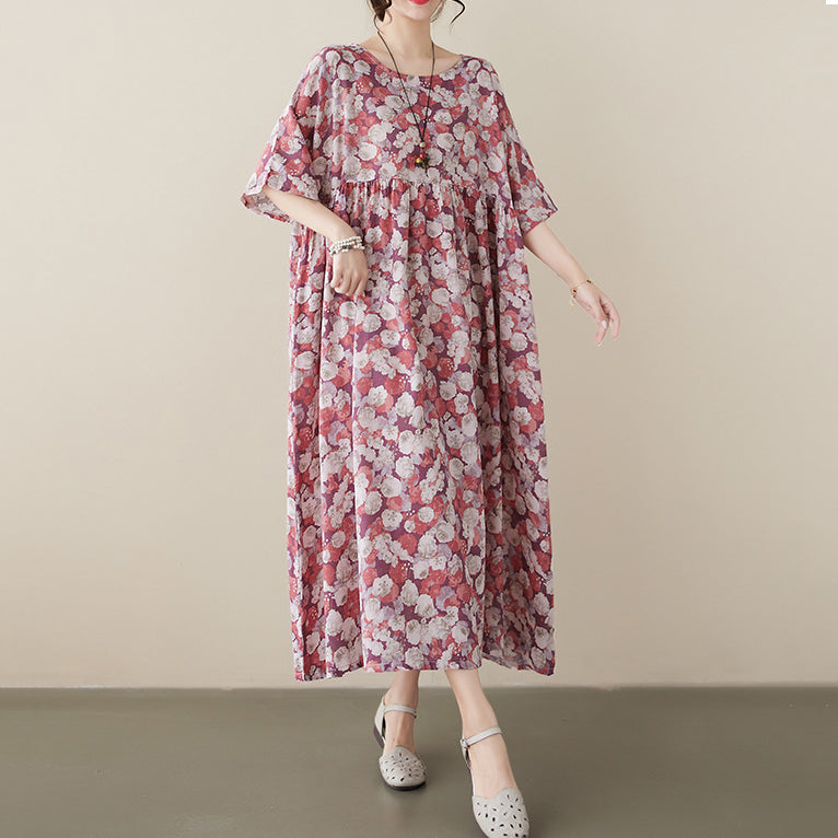 Casual Literary Printed Swing Dress