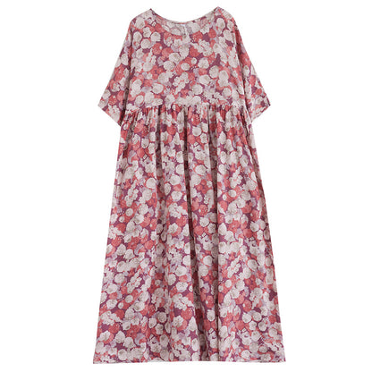 Casual Literary Printed Swing Dress