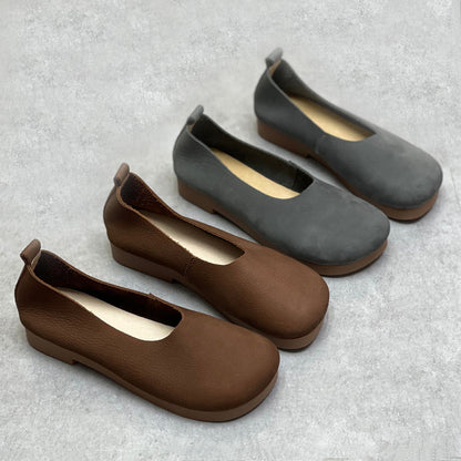 Casual Style Soft Leather Slip-on Shoes
