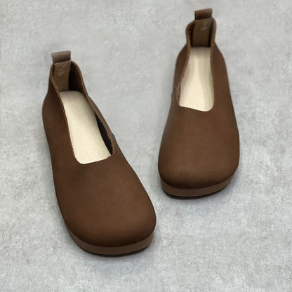 Casual Style Soft Leather Slip-on Shoes