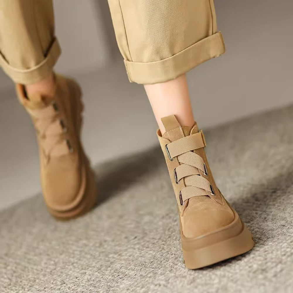 Casual Velcro Platform Suede Boots