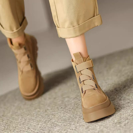 Casual Velcro Platform Suede Boots