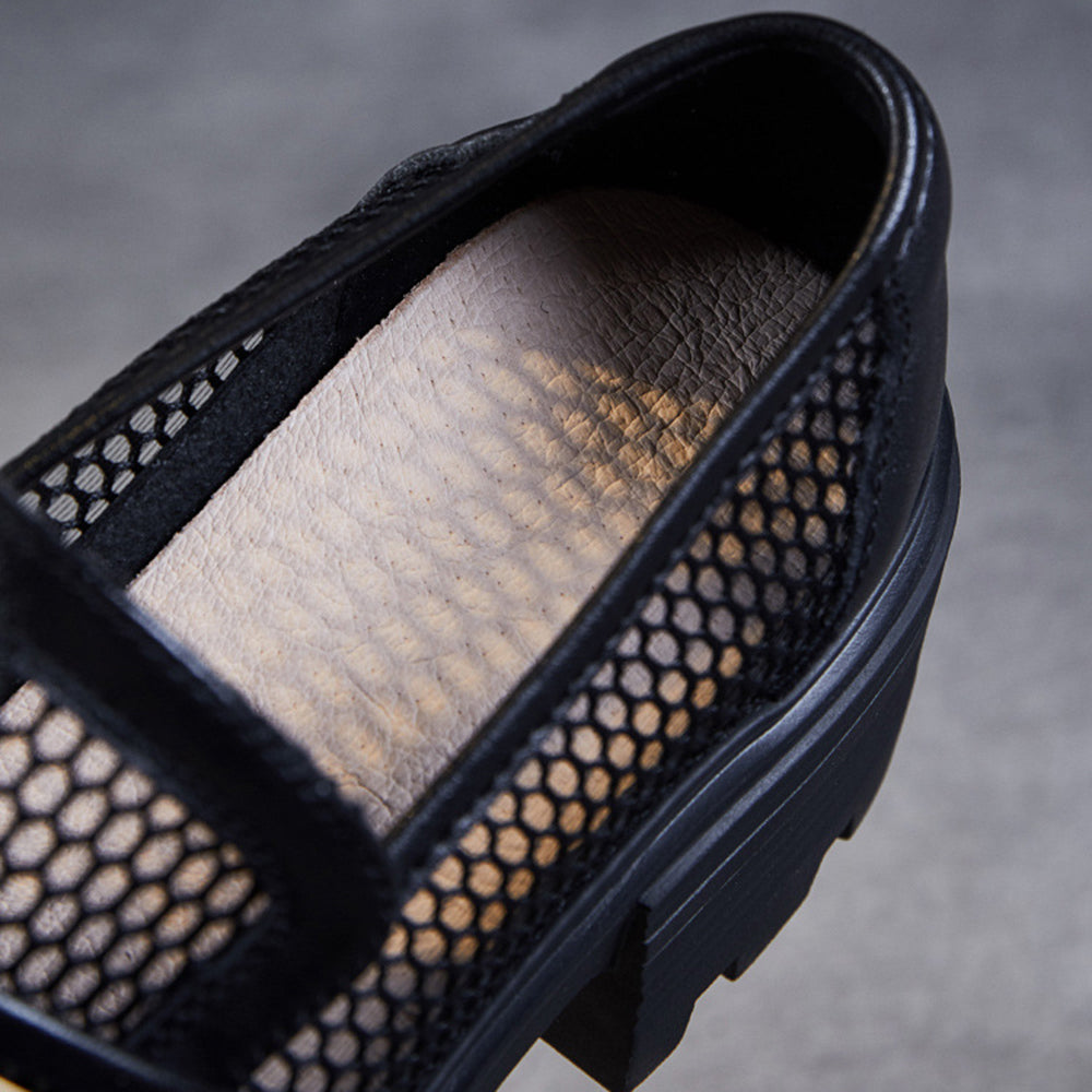 Chunky Mesh Loafers with Gold Chain Accent