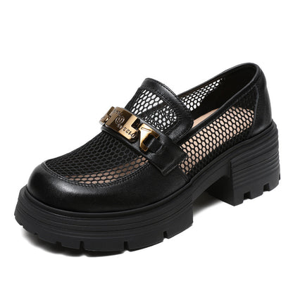 Chunky Mesh Loafers with Gold Chain Accent