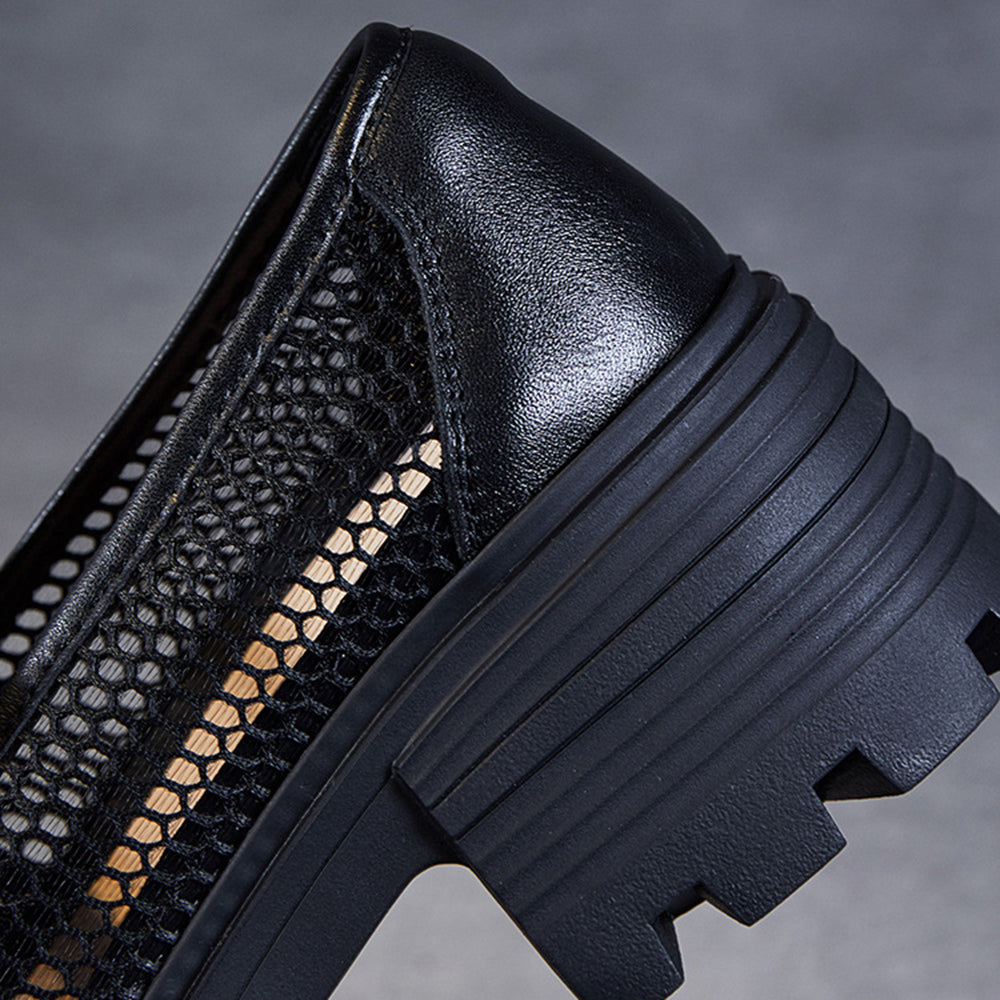 Chunky Mesh Loafers with Gold Chain Accent