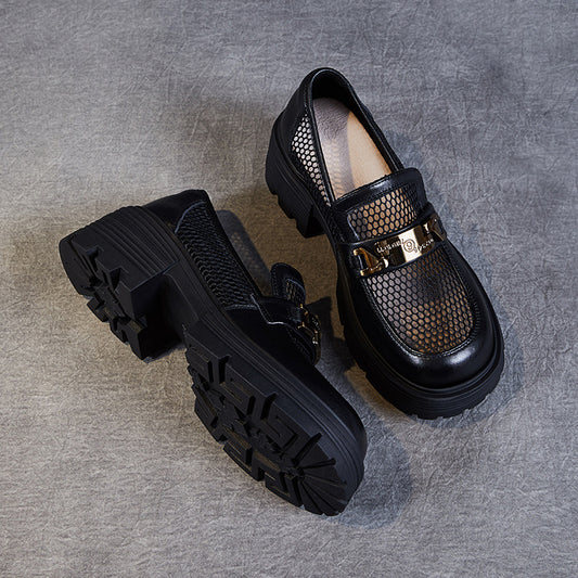 Chunky Mesh Loafers with Gold Chain Accent