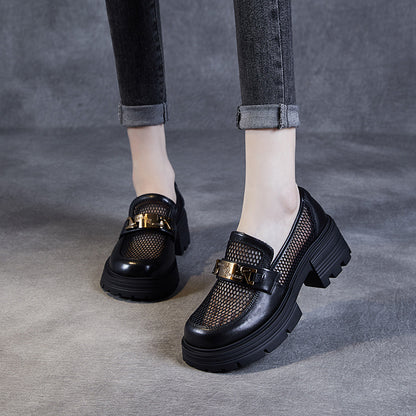 Chunky Mesh Loafers with Gold Chain Accent