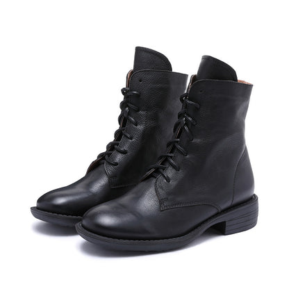 Classic Versatile Lace-up Leather Martin Boots