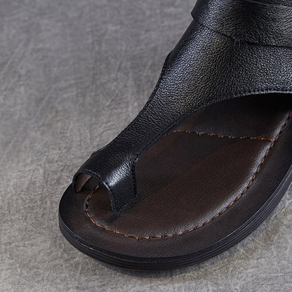 Clip-Toe Flat Sandals Boots With Rear Zippers